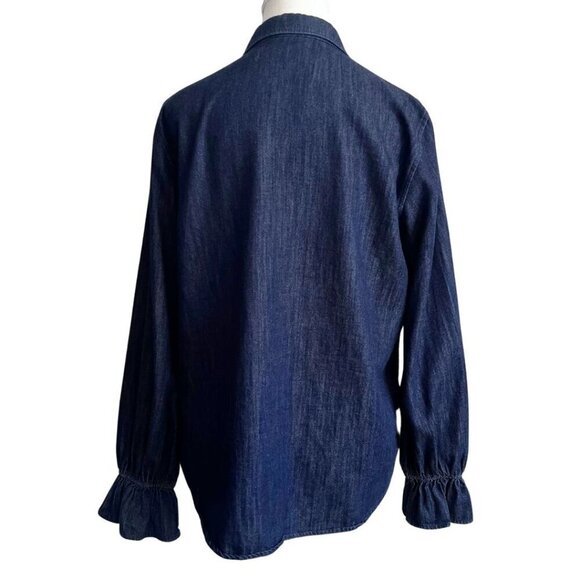 MOS MOSH DENIM DARK WASH BELL SLEEVE BUTTON DOWN SHIRT - Picture 3 of 10